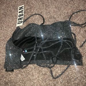 NWT Urban Outfitters strapped open back sparkly top